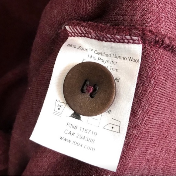 Ibex Reese Cardigan Sweater fitted Jacket Blazer bucle Merino Wool wine Womens M - Picture 9 of 13